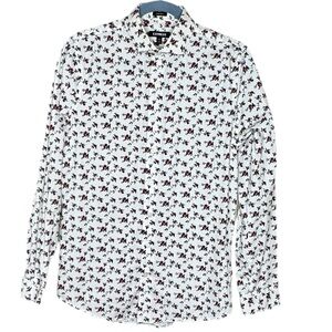 Express White and Black Floral Men's Shirt